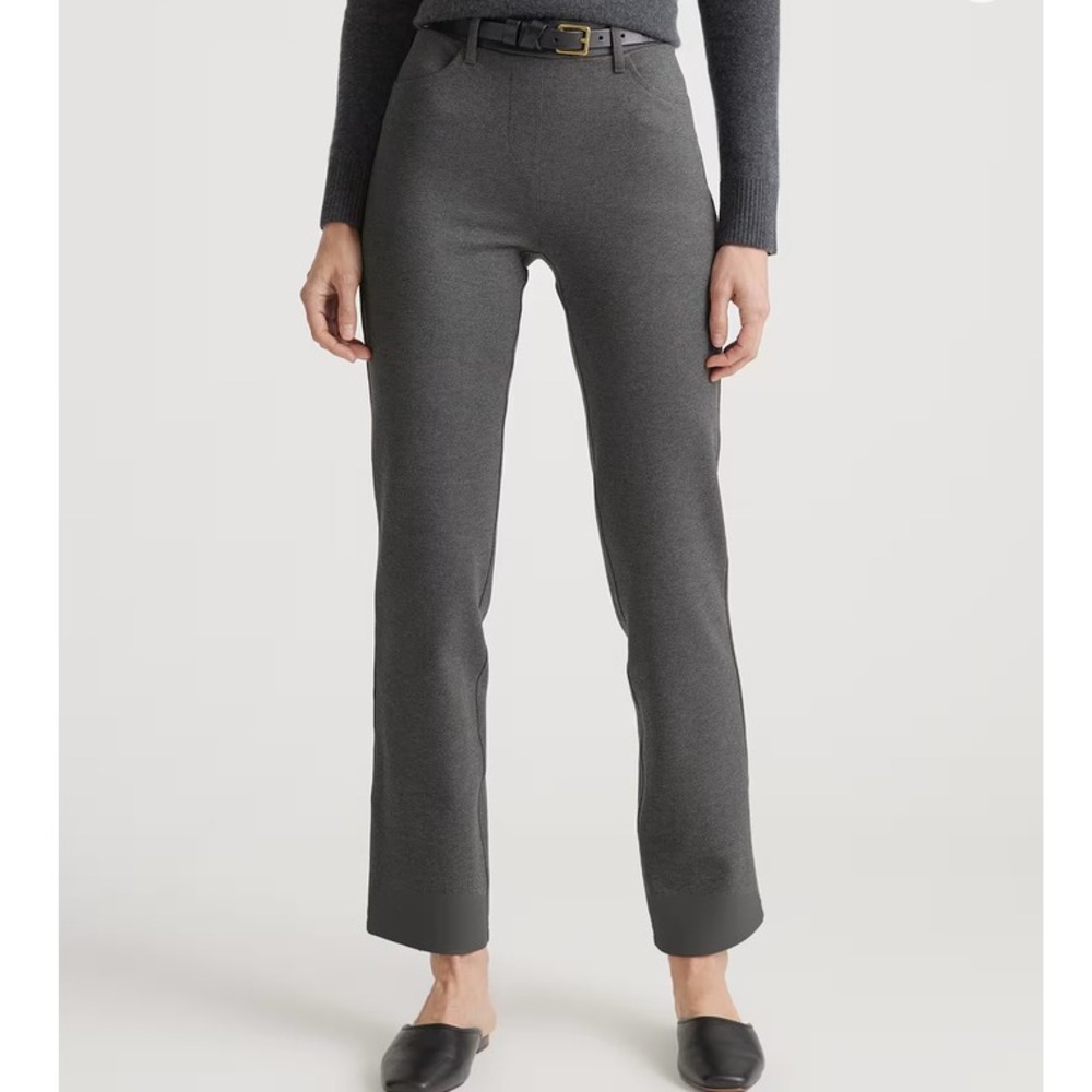 Quince Ultra-Stretch Ponte Straight Leg Pant Womens MP Charcoal Grey Minimalist
